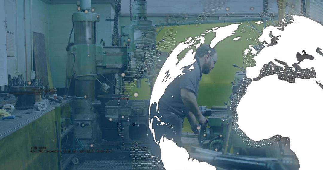 Technician Working on Milling Machine in Engineering Workshop