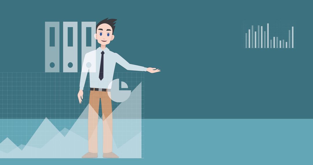 Businessman Presenting Data Using Graphs in Modern Workspace