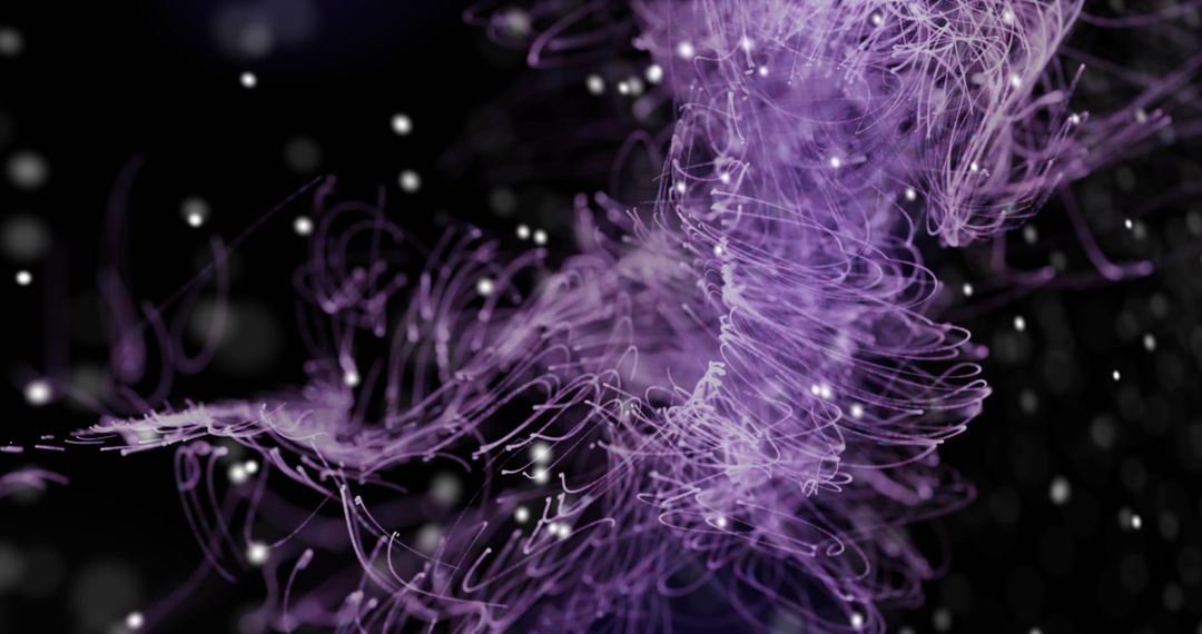 Abstract DNA Strand Spinning with Purple Digital Elements