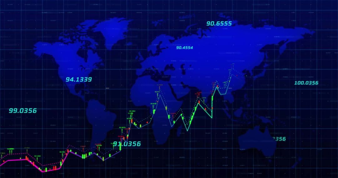 Dynamic Financial Data on Global Blue Map Background