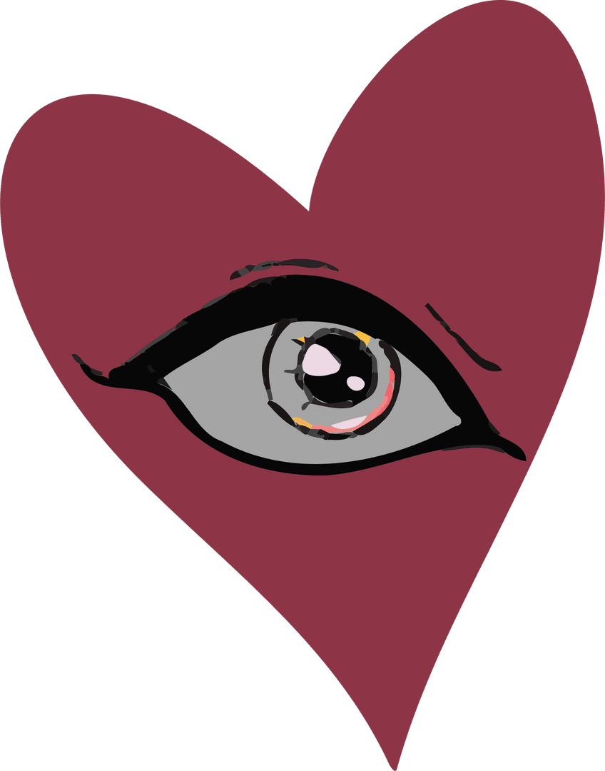 Heart Eye with Transparent Background in Minimalist Style Illustration