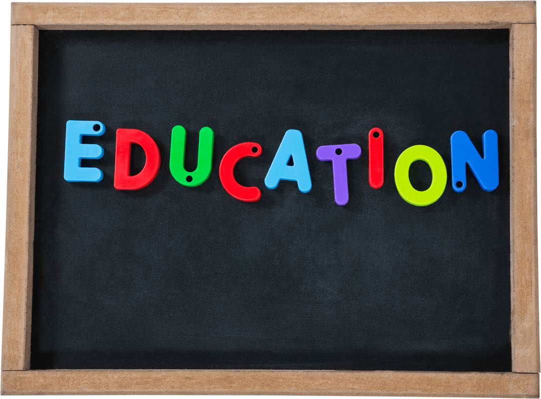 Colorful Education Text on Blackboard Transparent Illustration