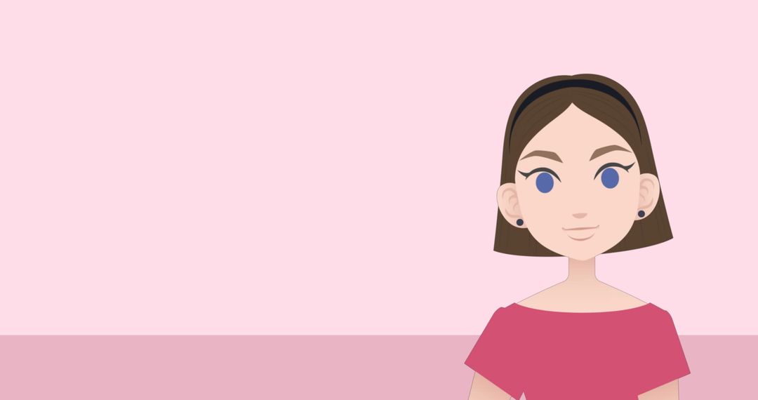 Smiling Woman Making Presentation on Pink Background