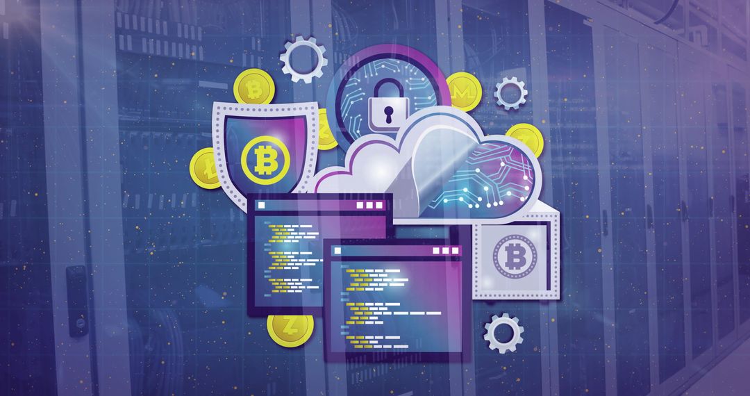 Blockchain Security and Cryptocurrency Technology Concept Art