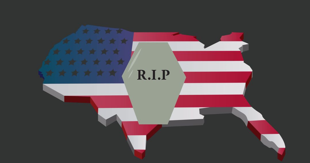 Symbolic USA Map with RIP Icon Represents Enduring Patriotism