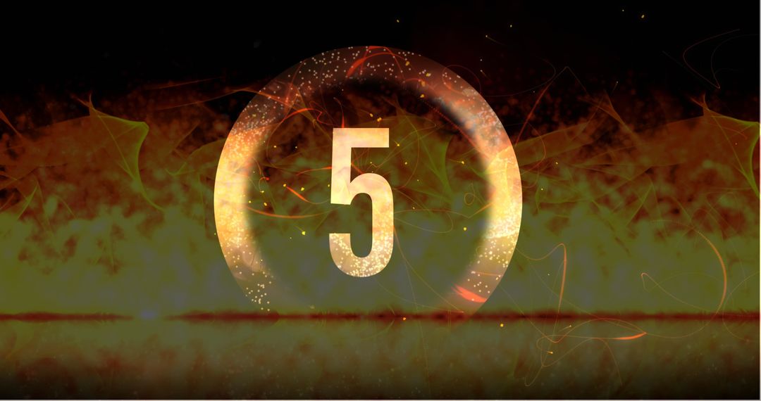 Dramatic Countdown Fire Theme with Glowing Number Five