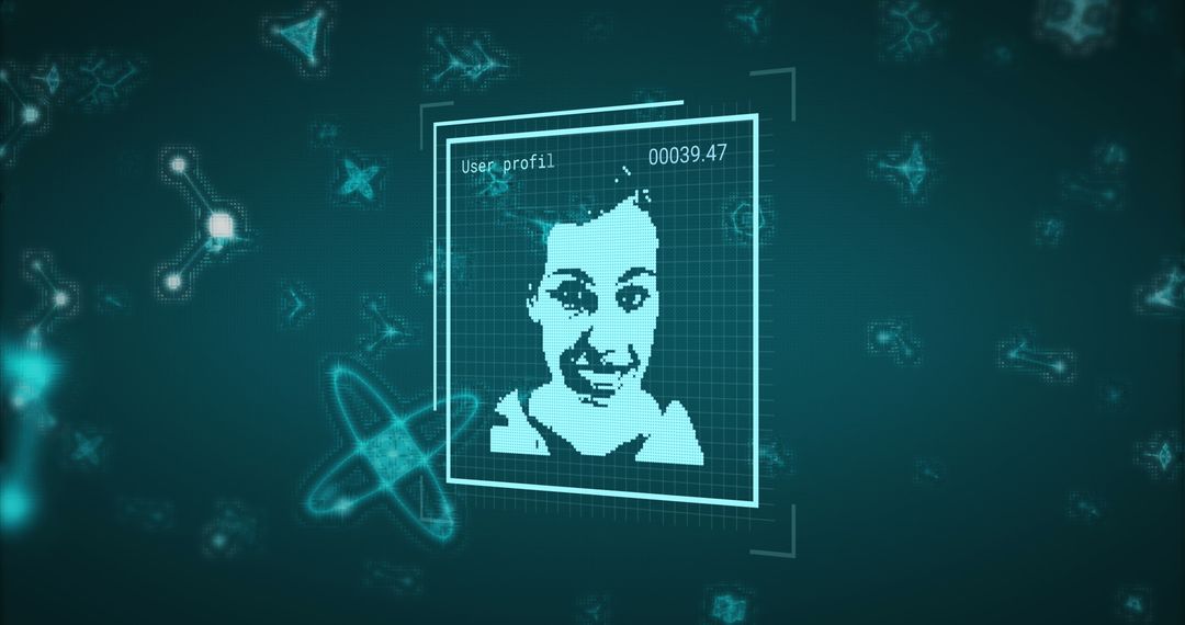 AI Face Recognition Technology Interface and User Profile Illustration