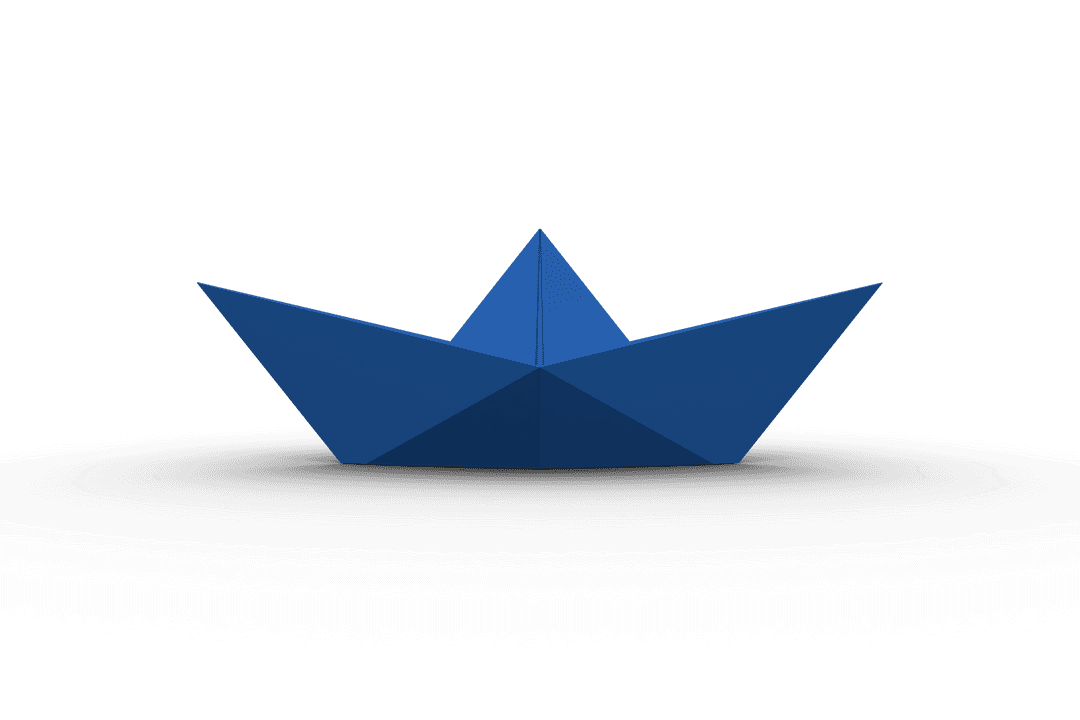 Transparent Origami Boat Graphic in Deep Blue