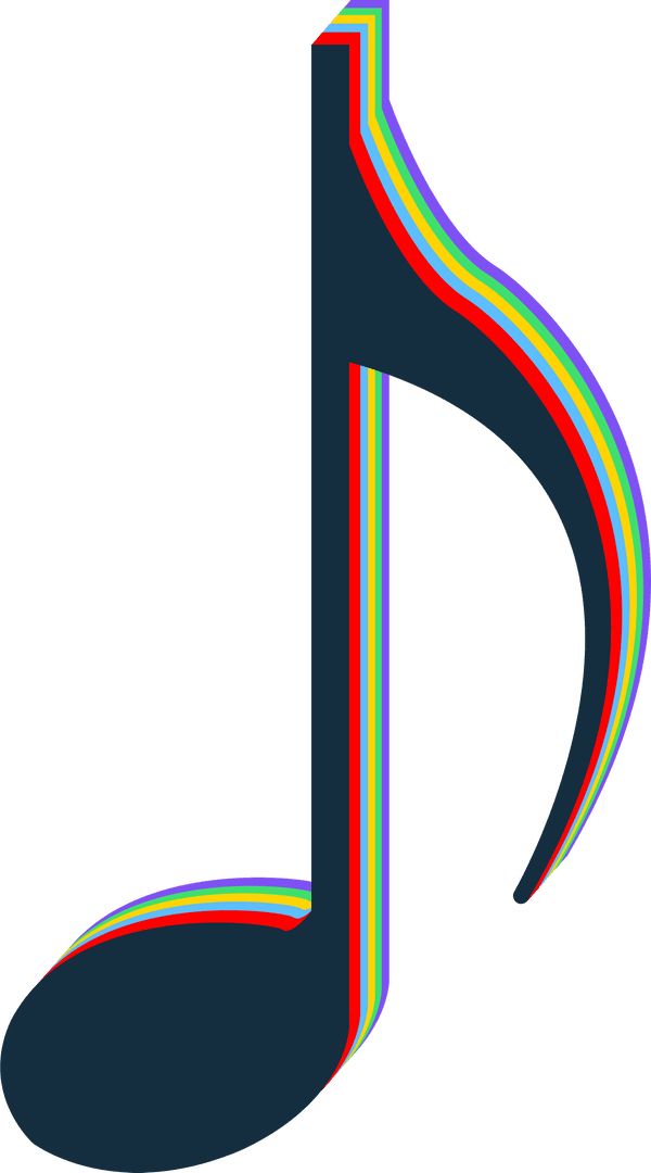 Vibrant Neon Music Note with Transparent Background