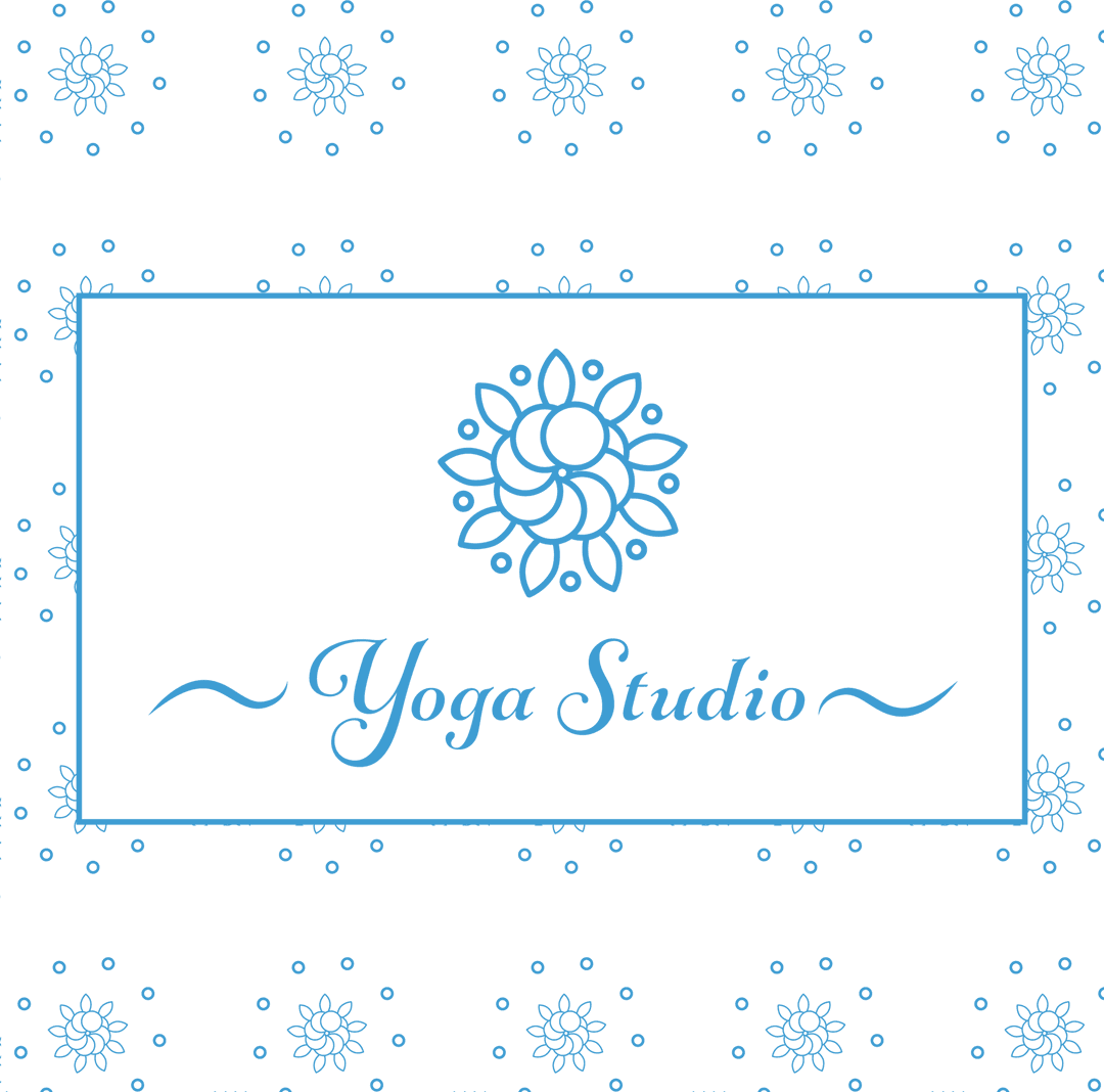 Blue Abstract Floral Frame on Transparent Background Yoga Studio Design