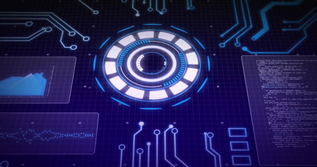 Futuristic Digital Interface with Circuitry Elements