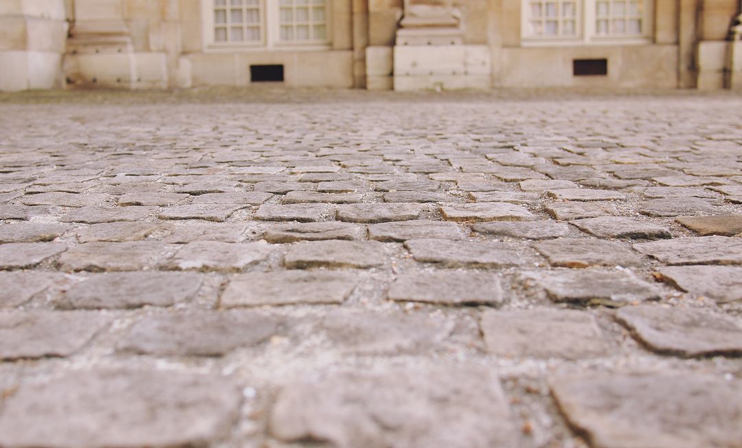 Classic Cobblestone Street in Courtyard Perspective