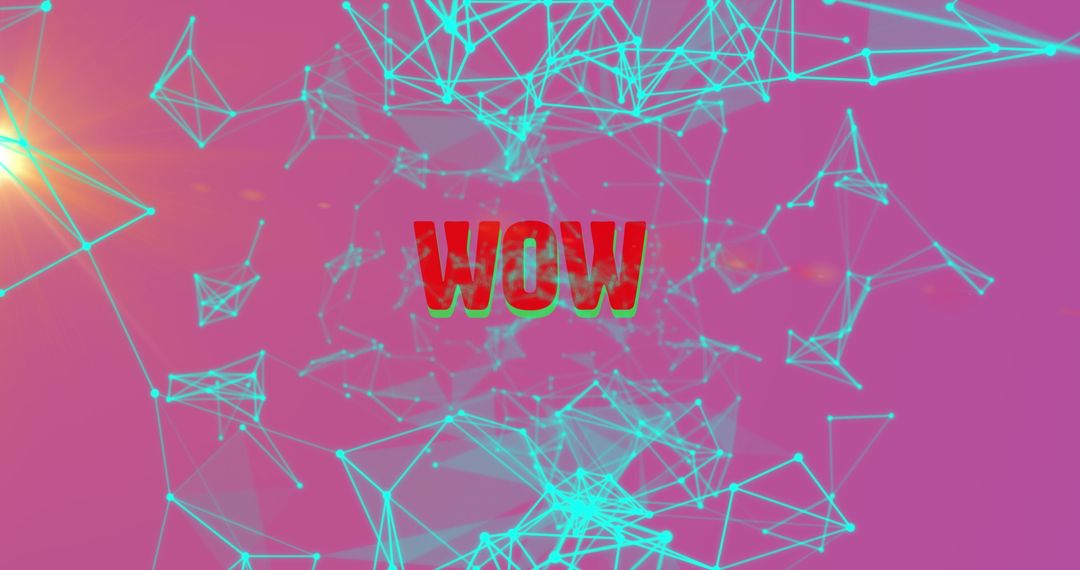 Dynamic Connectivity with 'WOW' Text Overlay on Pink Digital Background
