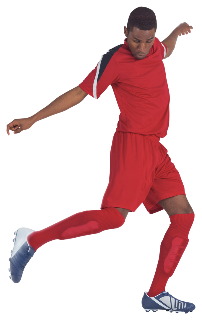 Soccer Player in Red Performing a Kick Transparent Background - Download Free Stock Images Pikwizard.com