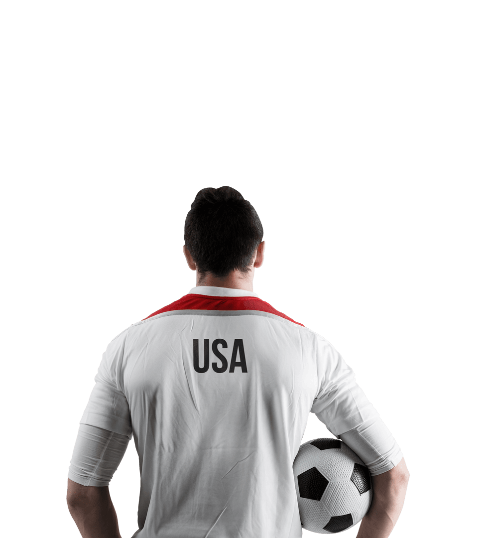 Transparent USA Soccer Player Holding Ball