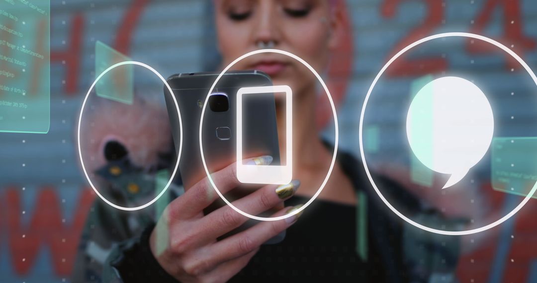 Innovative Technology with Smartphone and Global Connectivity Icons