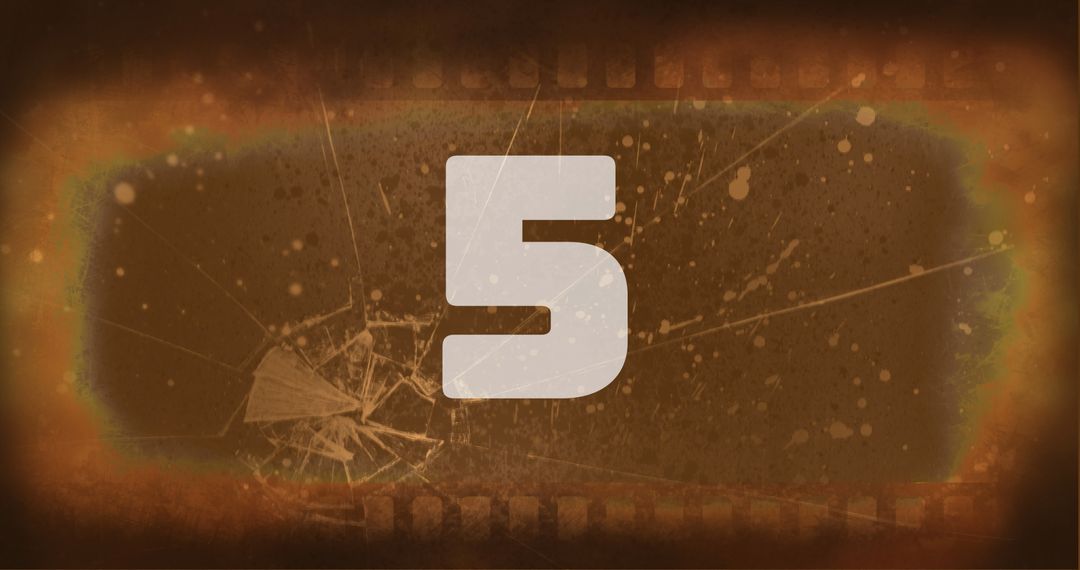 Rustic Filmstrip with Bold Number Five Vintage Texture