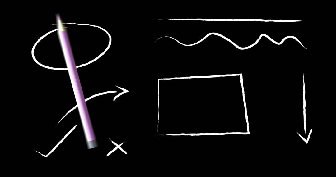 Animated Pencil Illustrating Educational Concepts on Black Background