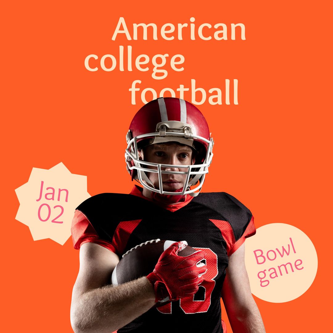 American College Football Player Promoting Bowl Game Event - Download Free Stock Templates Pikwizard.com