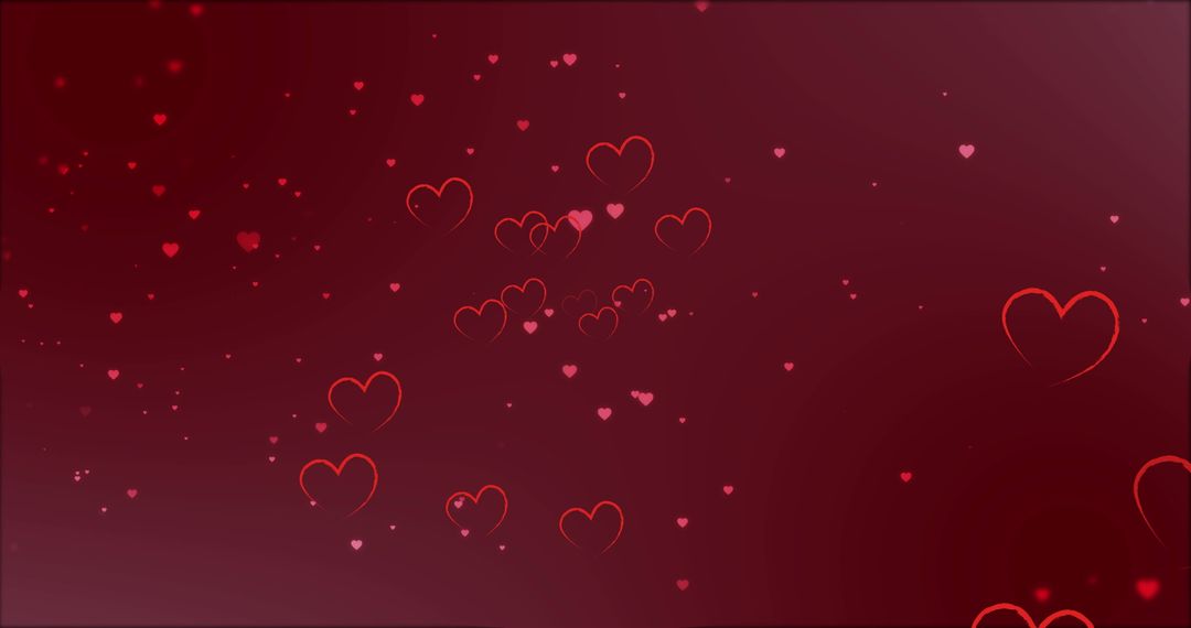 Floating Red Hearts on Romantic Background