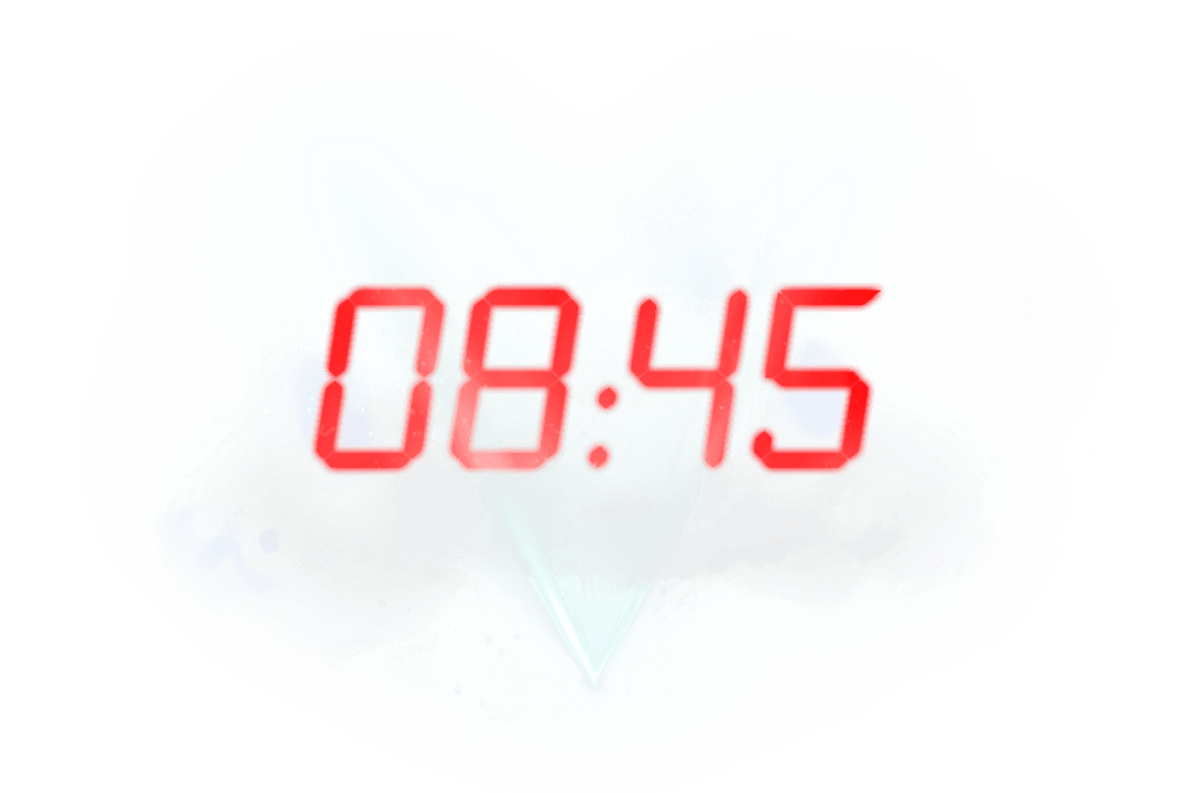 Digital Time Display 08:45 on Transparent Background