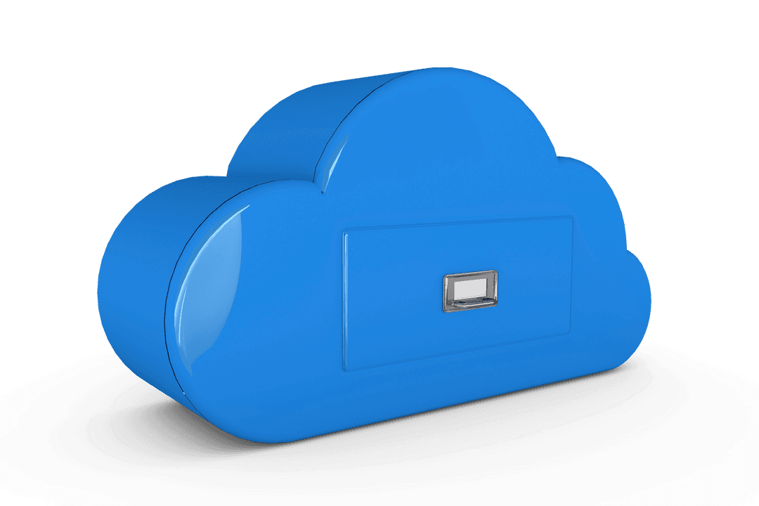Blue Cloud Shaped Filing Cabinet on Transparent Background