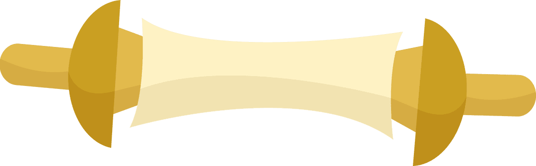 Flat Design Parchment Scroll with Wooden Rods on Transparent Background