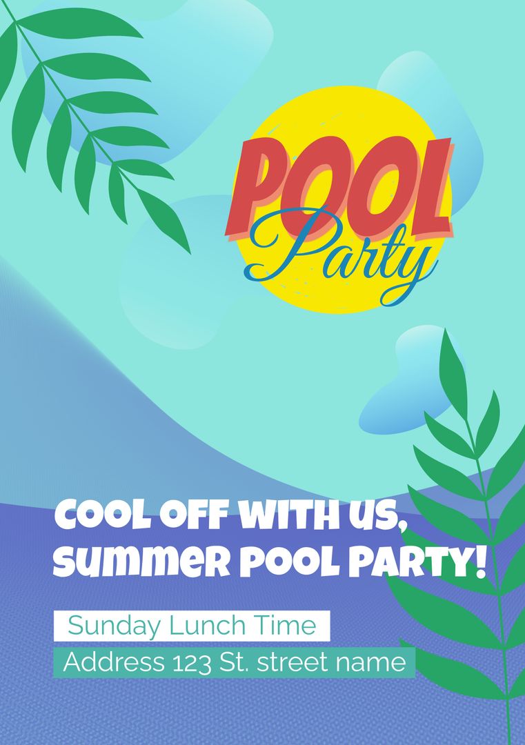 Vibrant Summer Pool Party Invitation with Tropical Theme