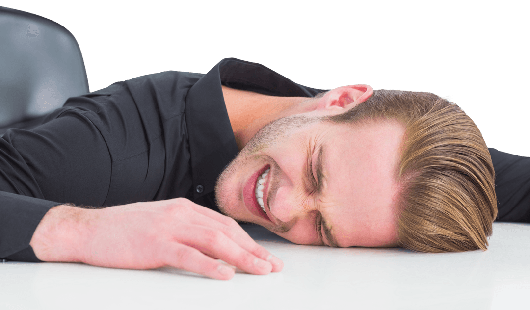 Tired Businessman Resting Head Transparent Background