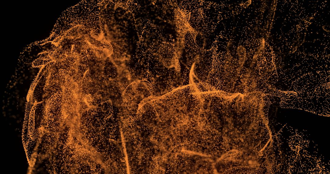 Dynamic Abstract Orange Particle Burst on Black Background