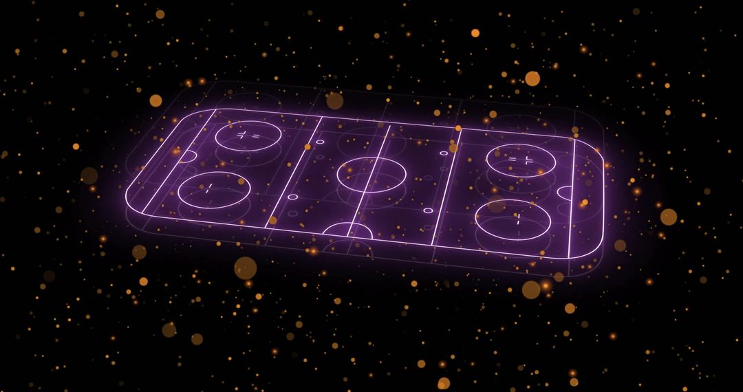 Futuristic Neon Hockey Rink with Floating Sparkling Particles
