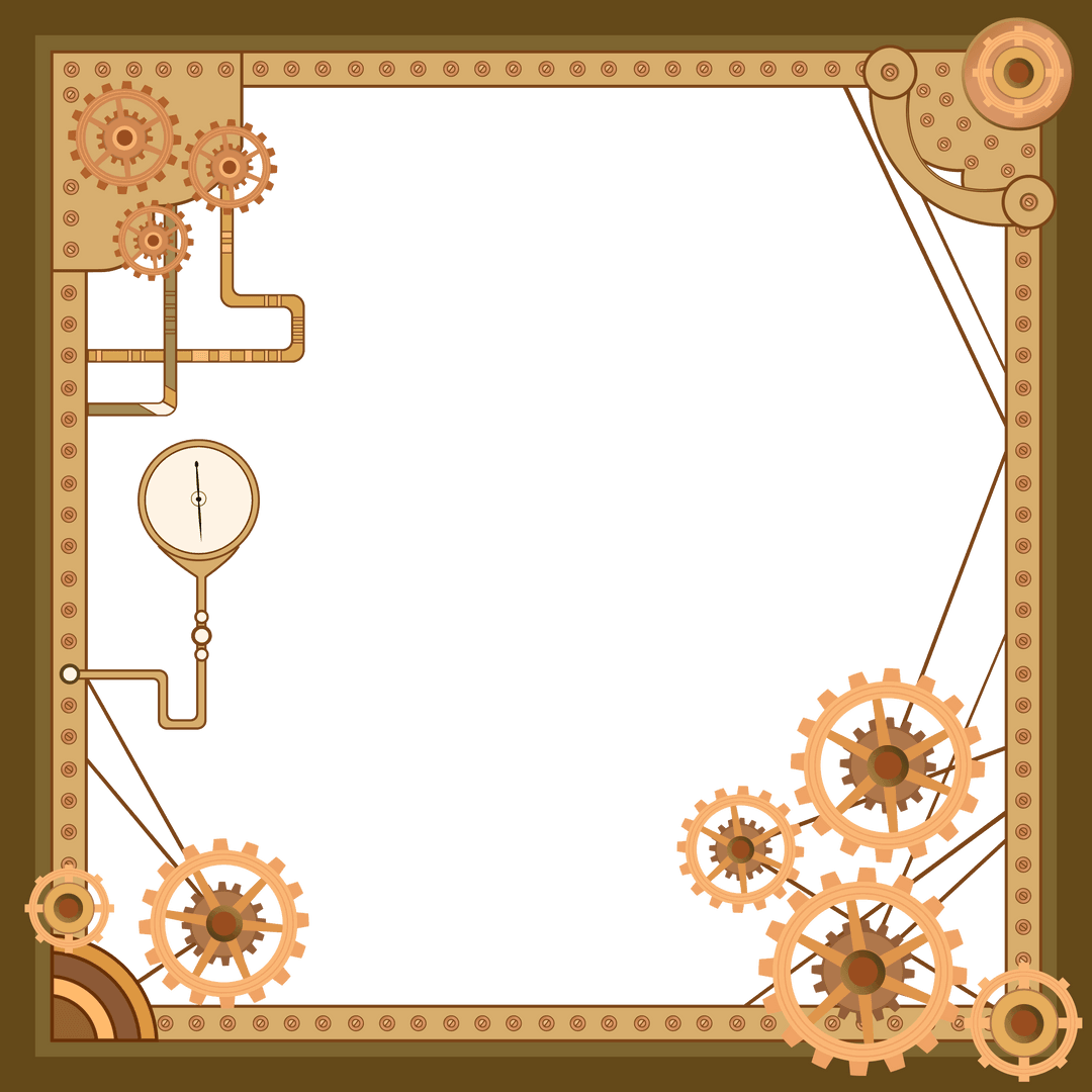 Steampunk Gear Border Antique Transparent Backdrop