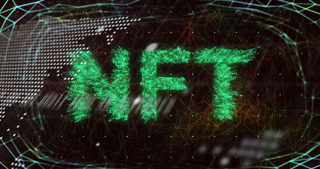 Digital Art Illustration Representing Blockchain and NFTs