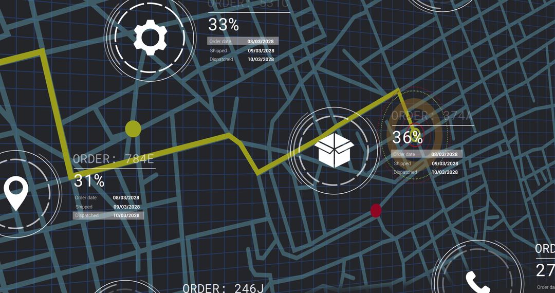 Digital Logistics and Shipment Tracking Over City Map