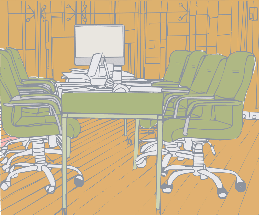 Transparent Vector of Modern Conference Table in Office Meeting Room