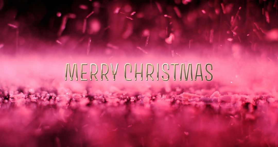 Vibrant Merry Christmas Greeting with Falling Pink Particles - Free Images, Stock Photos and Pictures on Pikwizard.com