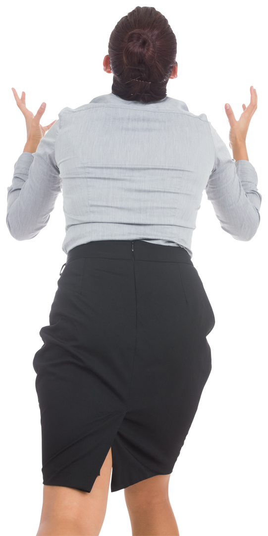 Frustrated Female Business Professional Raising Hands on Transparent Background - Download Free Stock Images Pikwizard.com