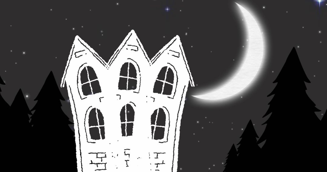 Spooky Haunted House in Moonlit Forest