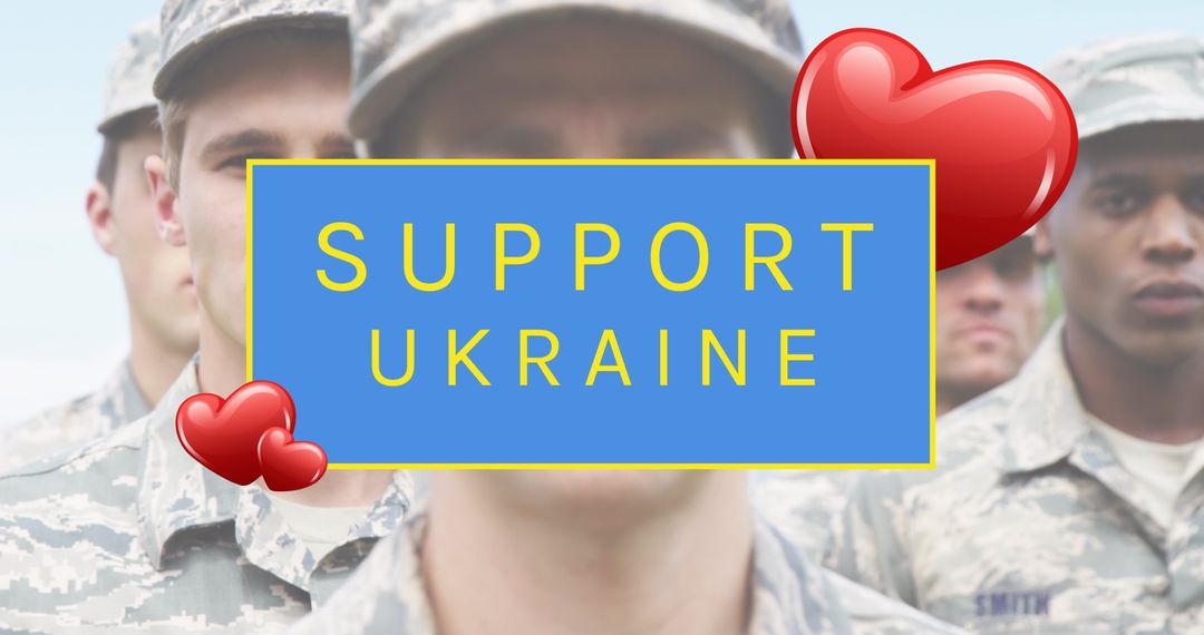 Support Ukraine Banner with Military Personnel and Hearts - Free Images, Stock Photos and Pictures on Pikwizard.com