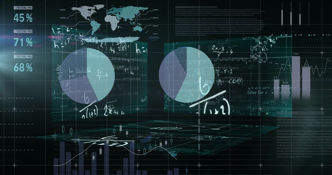 Digital Interface with Mathematical Equations and Data
