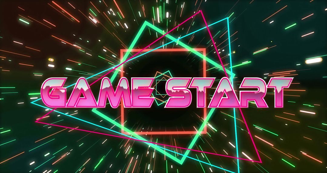 Neon Game Start Banner with Dynamic Light Effects