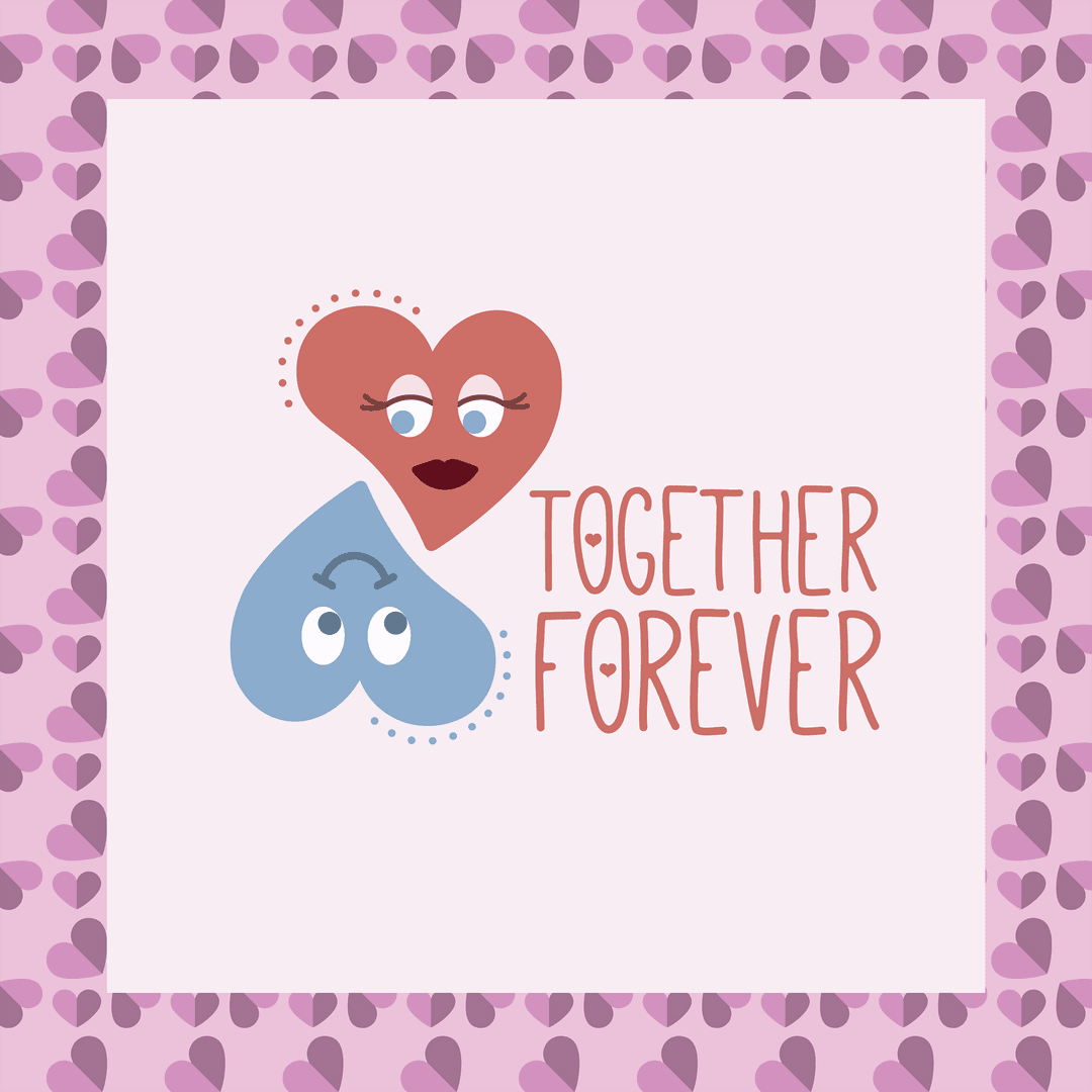 Together Forever Hearts Illustration on Transparent Background