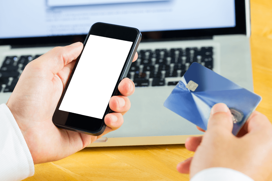Transparent Smartphone and Credit Card Mockup for Shopping Concept