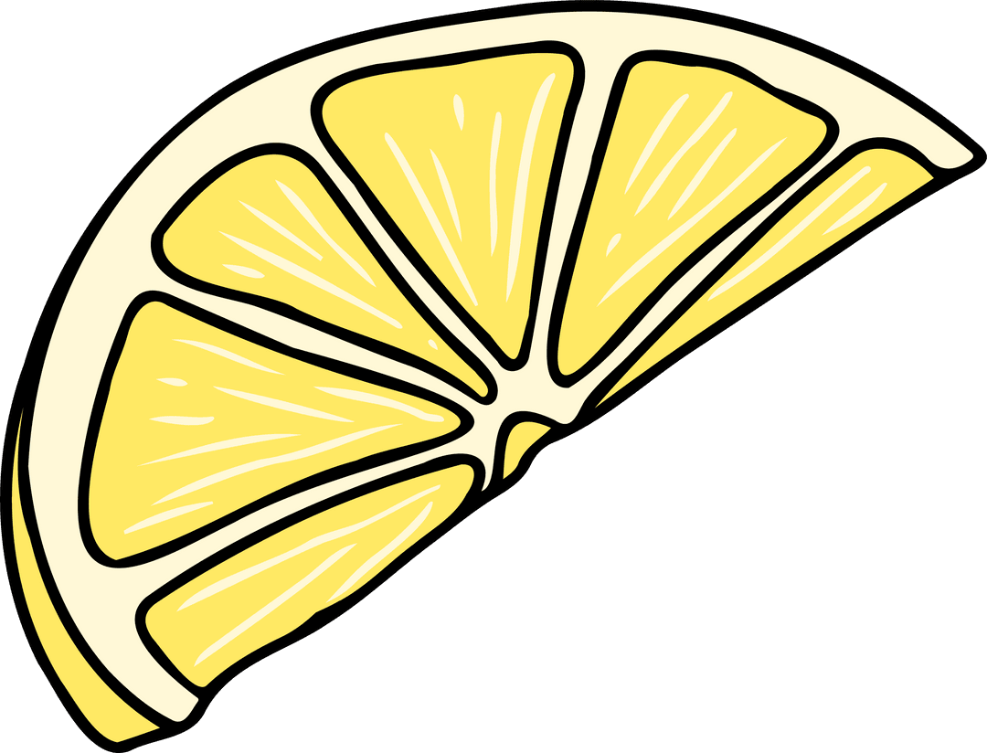 Transparent Cartoon Lemon Wedge on Clear Background