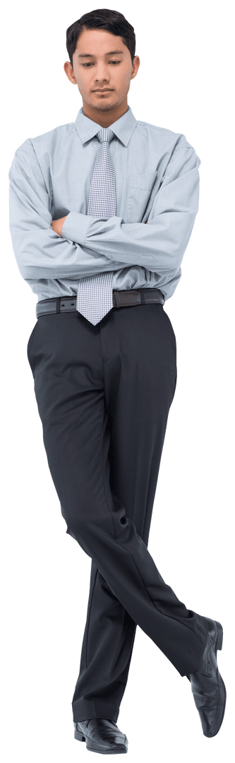 Confident Biracial Man in Business Attire on Transparent Background
