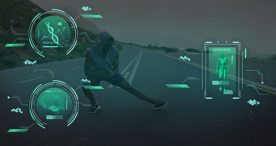 Futuristic Sports Technology with AI Metrics in Motion