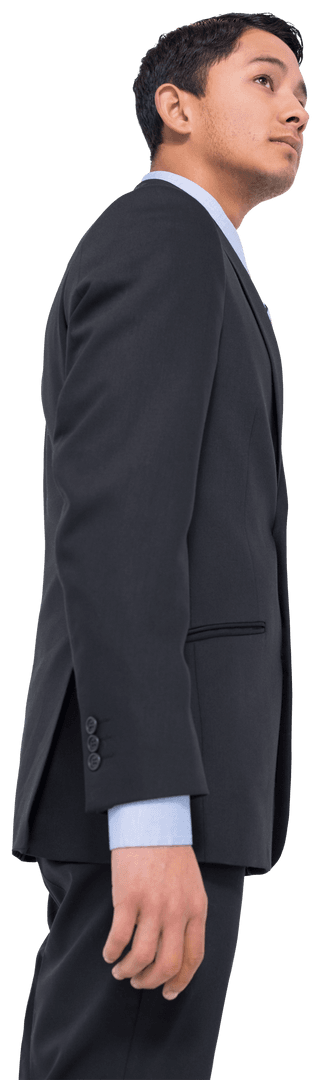 Thoughtful Biracial Businessman Facing Future, Transparent Background