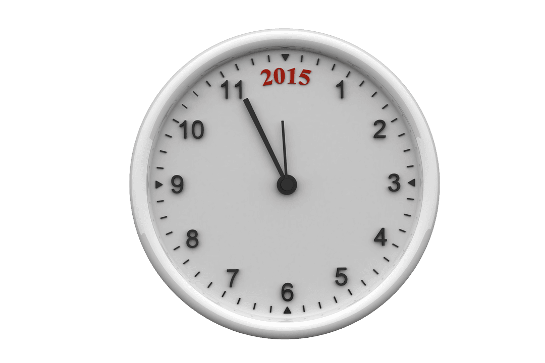 Transparent Clock Showing Pre-Midnight New Year's Eve 2015