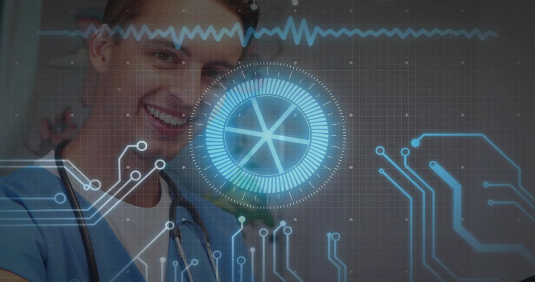 Medical Professional Engaging with Futuristic Digital Interface