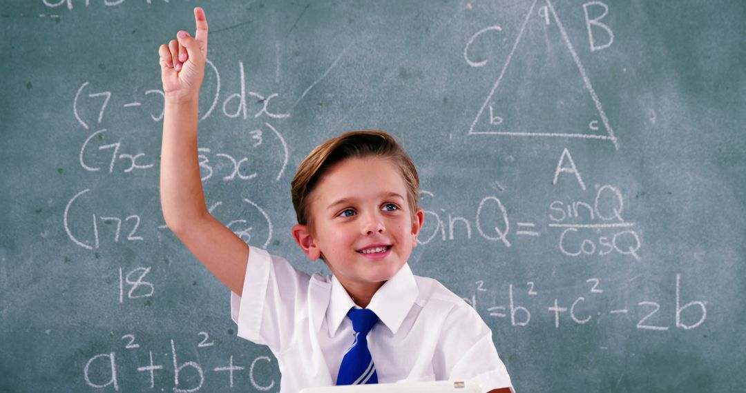 Enthusiastic Schoolboy Answering Question in Math Class - Free Images, Stock Photos and Pictures on Pikwizard.com